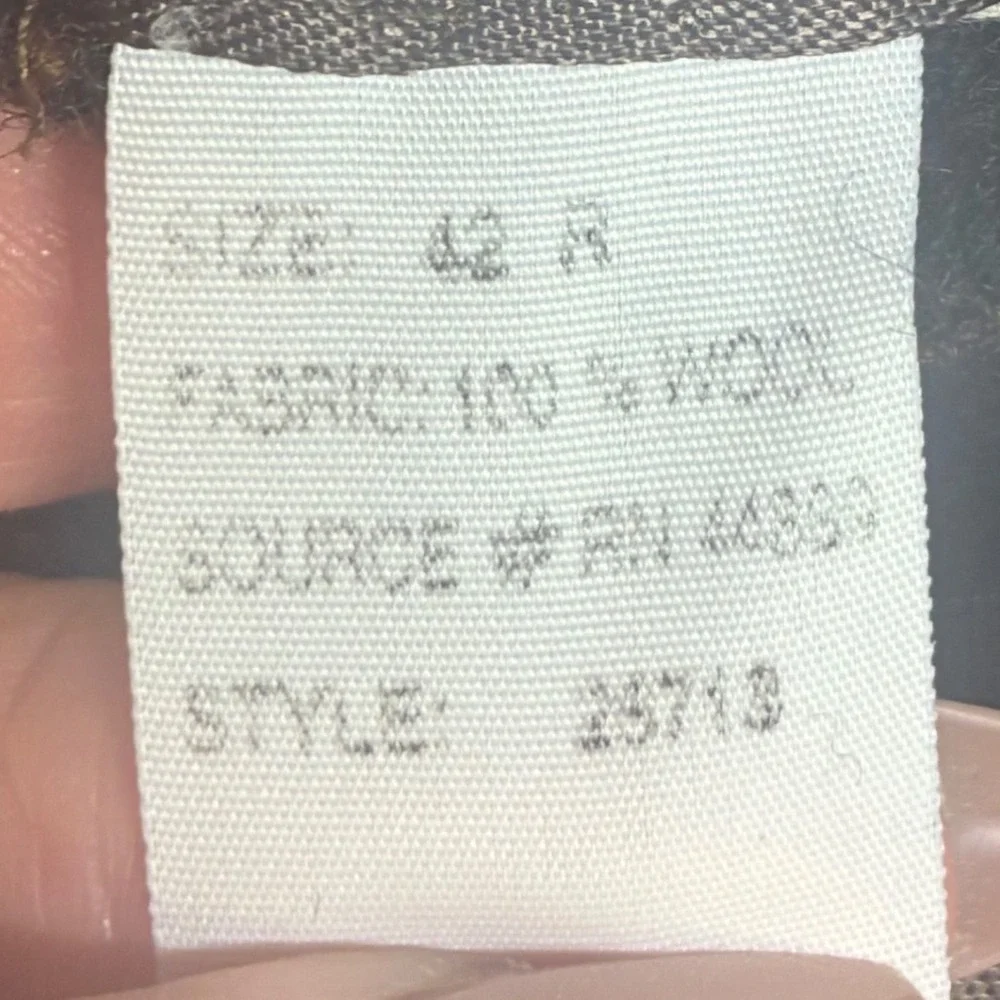 Vintage Oakton Ltd Blazer Mens 42R Brown Wool Herringbone Windowpane Sport Coat